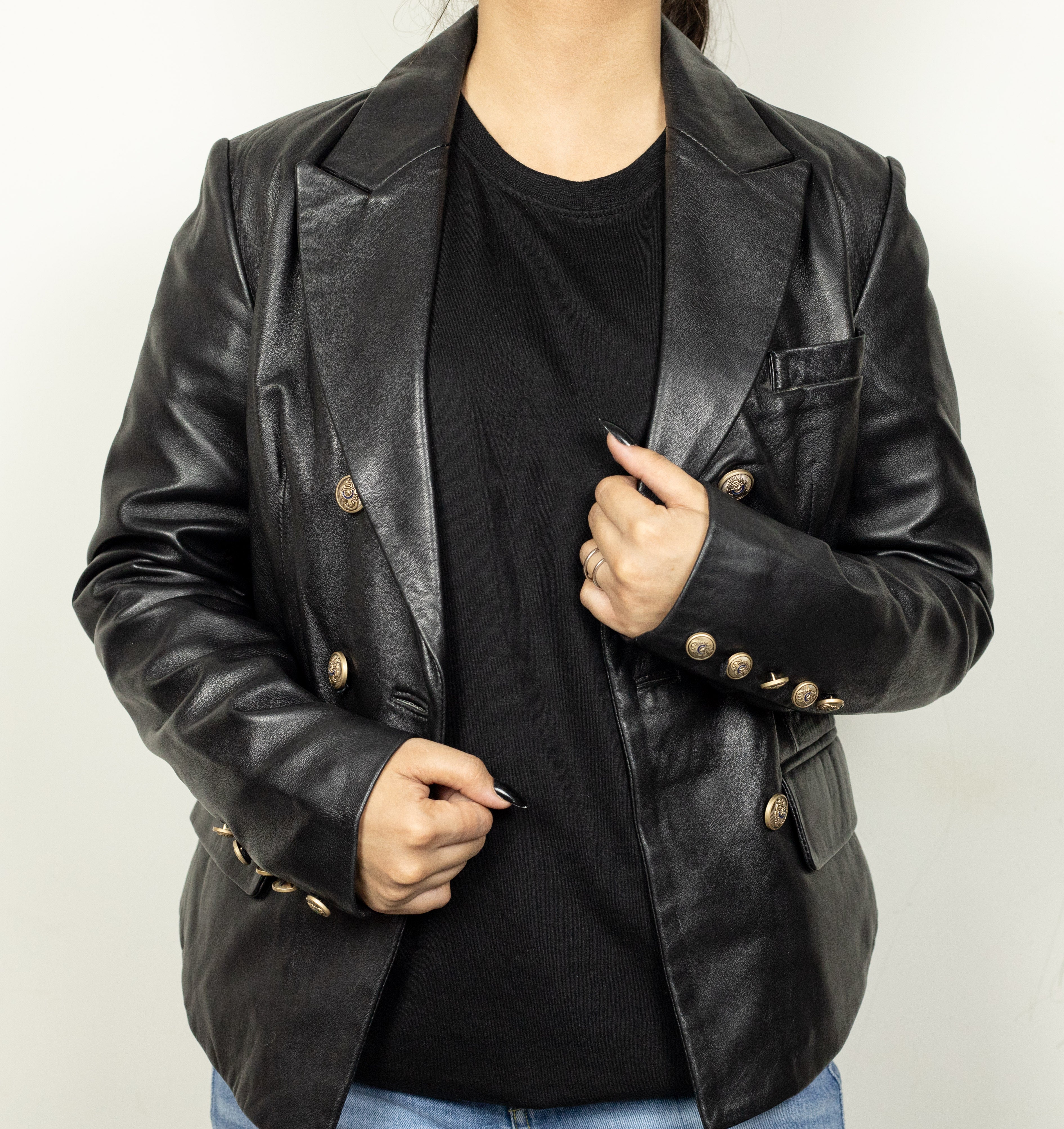 Women’s Double Breasted Leather Jacket