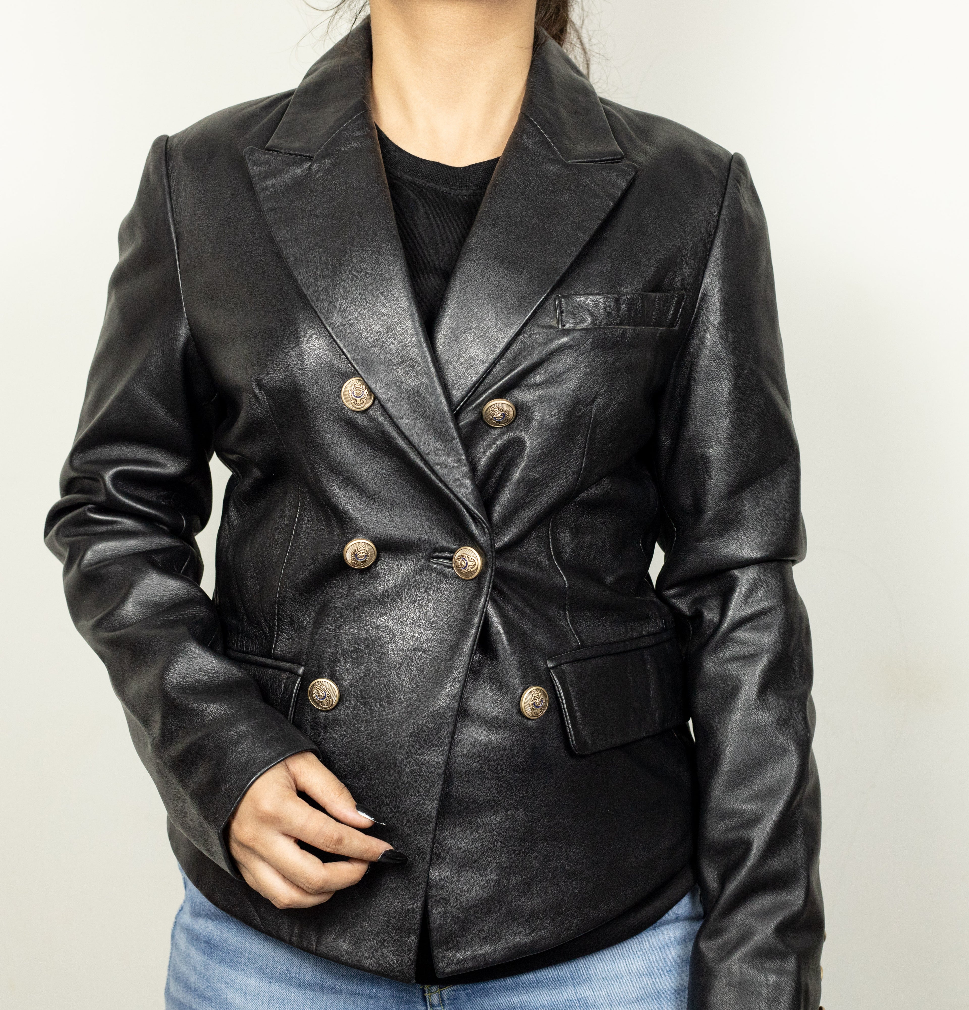 Women’s Double Breasted Leather Jacket