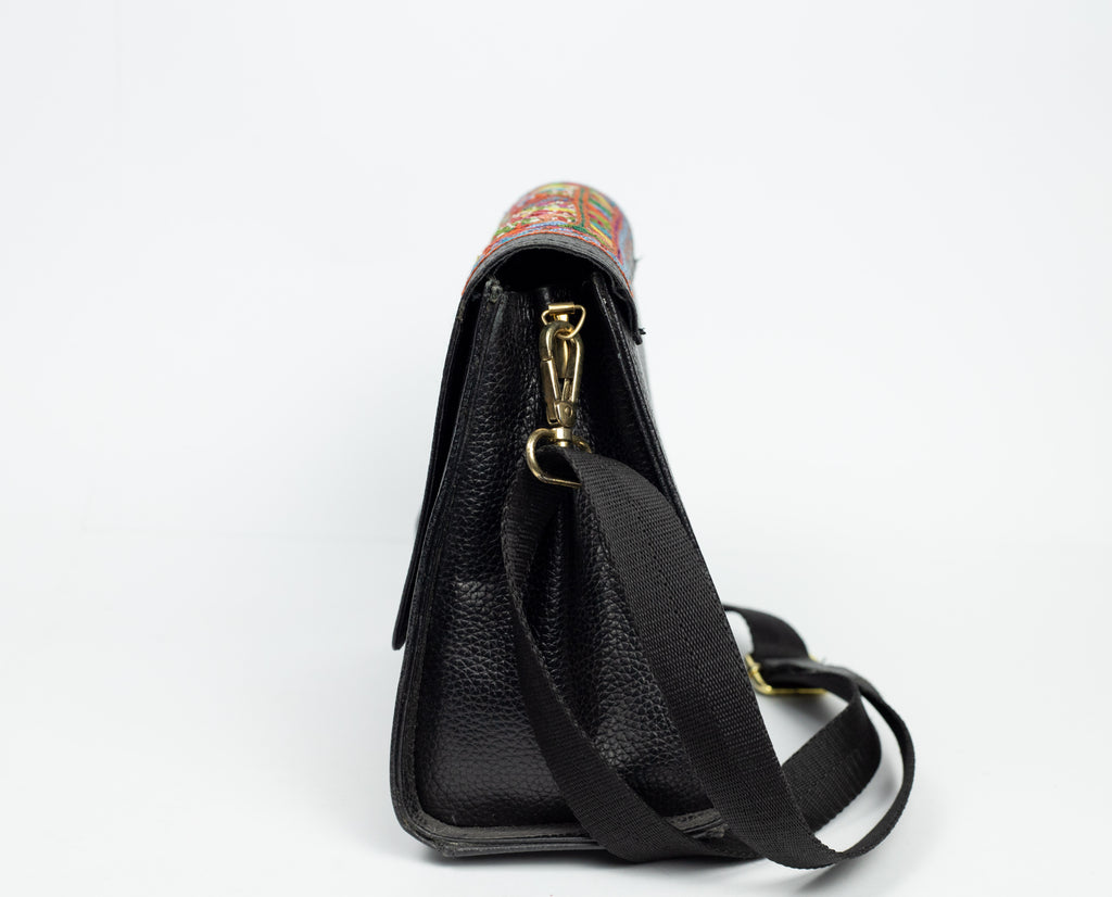 Embroidered Leather Crossbody Purse