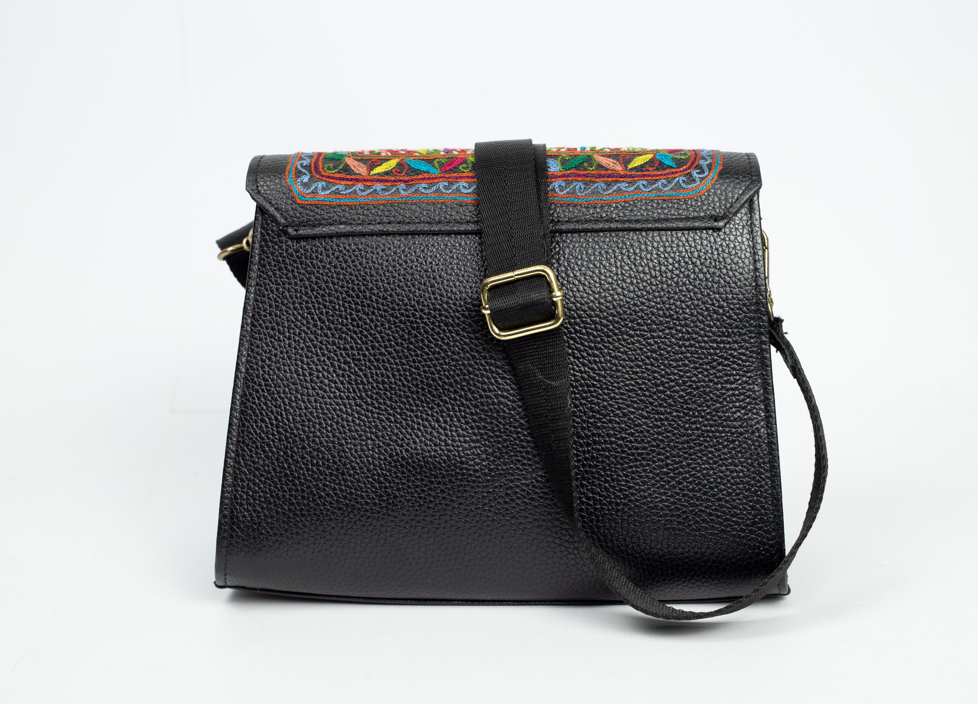 Embroidered Leather Crossbody Purse