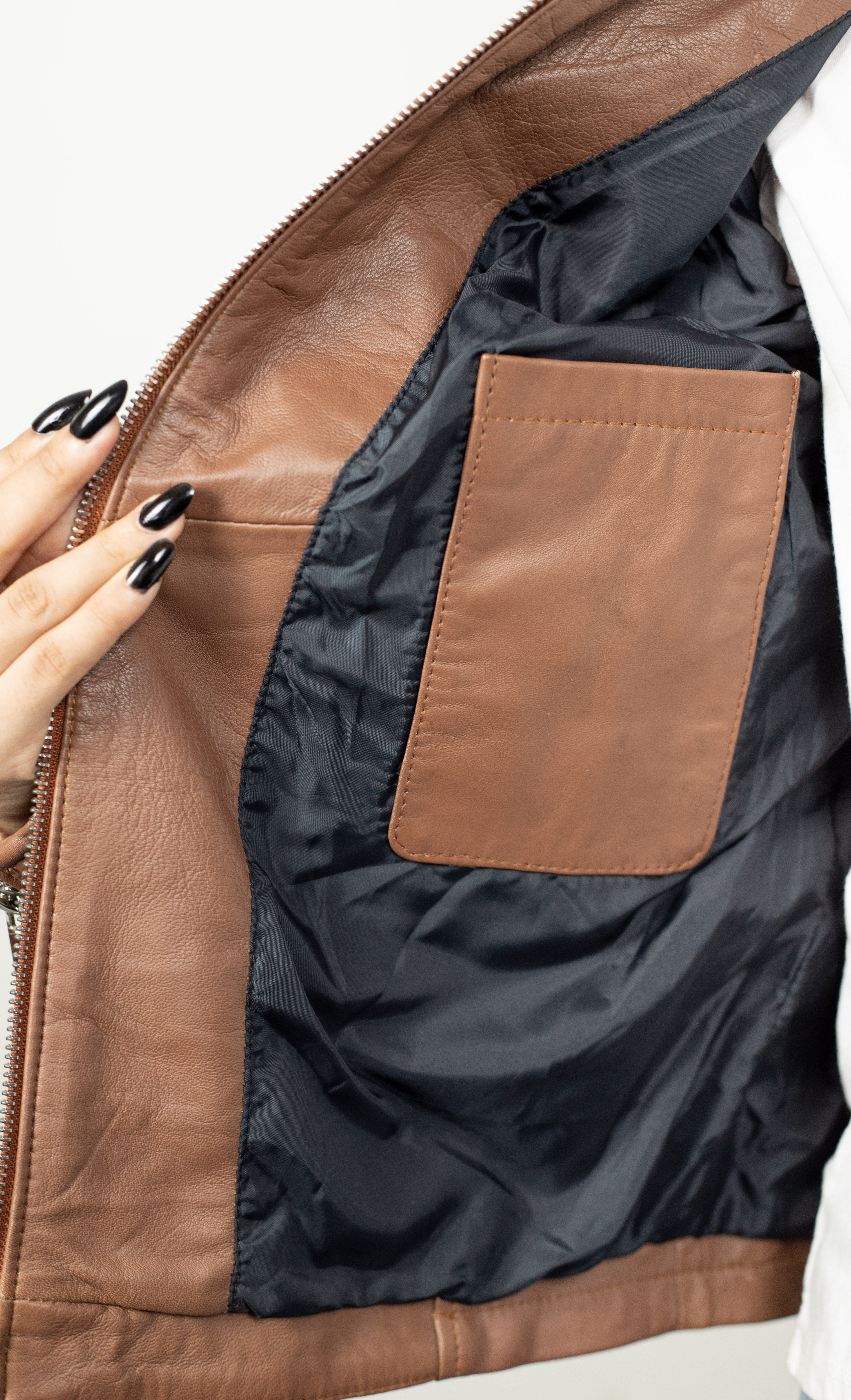 Women Cafe Racer Brown Leather Jacket